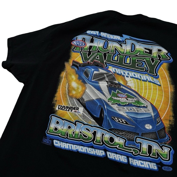 NHRA 2022 Thunder Valley Nationals Bristol, TN Drag Racer T Shirt Sz L 20.5 x 28 - Picture 4 of 5